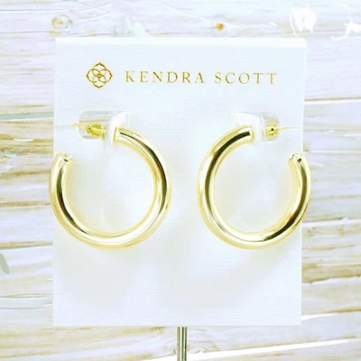 Liquidación!! Pendientes de aro Kendra Scott Colette tono dorado nuevos con etiquetas Foto 1 de 3