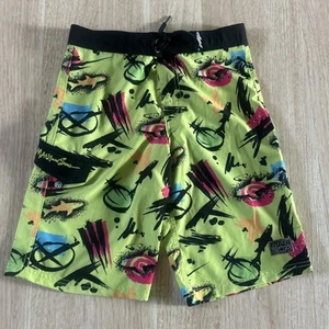 MAUI AND SONS Y14 BLACK SHARK 4-WAY STRETCH SWIM BOARD SHORTS RETRO COLORS - Picture 1 of 12
