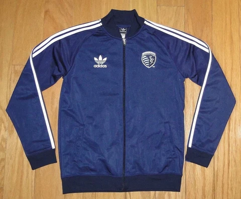 Adidas Sporting Kansas City Full Zip Track Jacket Size L Youth Blue Boy's SKC Cover