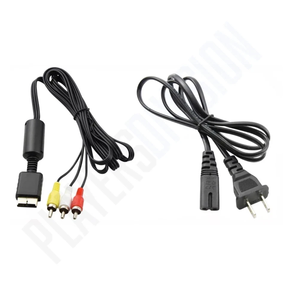 Audio AV RCA+AC Cable Power Cord For Sony Playstation PS1 PS2 FAT PS3 Slim Model - Image 1 of 1