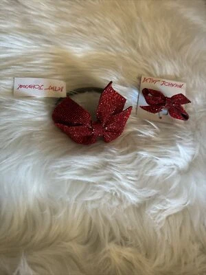 BETSEY JOHNSON Vacaciones Rojo Arco Anillo Elástico Bling Al Máximo Y Conjunto de Pulsera Foto 1 de 4