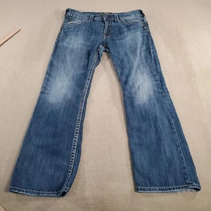 Silver Jeans Mens 34x32 Blue Zac Flap Relaxed Boot Cut Faded Dark Wash Denim * - Picture 1 of 15