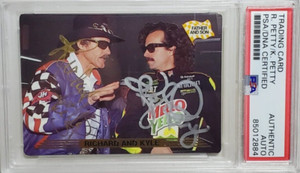1993 Action Packed #160 Kyle & Richard Petty Dual Signed Card Autograph PSA/DNA