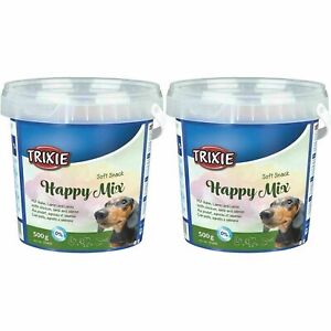 2 x Trixie Soft Snack Happy Mix Dog/Puppy Training Treats - Chicken Lamb Salmon