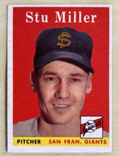 1958 Topps Stu Miller Baseball Card #111 Giants Low-To-Mid-Grade VG