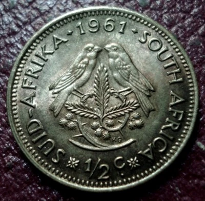 Sudáfrica 1961 1/2 centavo en estado original Foto 1 de 2