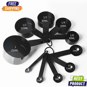 10pcs Black Plastic Measuring Spoons Baking & Household Weighing Tools - Picture 1 of 5
