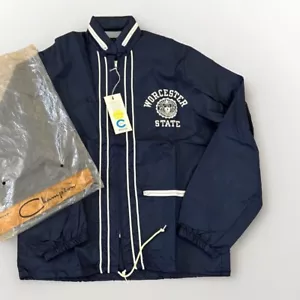VTG 70's CHAMPION Mens Worcester State Lancers Small Windbreaker Jacket Blue NOS - Picture 1 of 14