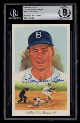 PEE WEE REESE BECKETT SIGNED PEREZ-STEELE CELEBRATION CARD #34 AUTOGRAPH HOF MLB - Image 1 of 2
