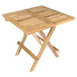 DIVERO Beistelltisch Balkontisch Garten Terrasse Holz Teak 50x50cm unbehandelt - Bild 1 von 8