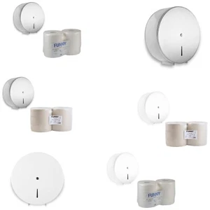 Toilettenpapier Spender Jumborollen 32 cm Ø abschließbar Edelstahl weiß - Bild 1 von 14
