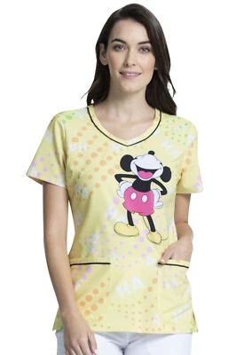 Mickey Mouse Cherokee Scrubs Tooniforms Disney V Neck Top TF634 MKHH - Image 1 of 4