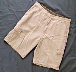 Mens Beige Cargo Shorts Size 36 Cotton Khaki Cargo Shorts Missing Brand Tag - Picture 1 of 7