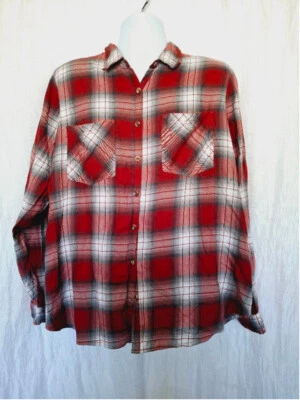 Women's maurices Plaid Shirt, Size 2, Red & White plus button front - Image 1 of 4