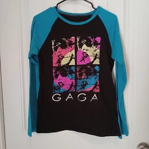 Lady Gaga Black With Blue Raglan Sleeves 2010 Vintage Graphic Shirt M - Picture 1 of 3
