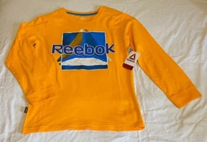 Reebok Graphic Long Sleeve T-shirt Tee Boys 10/12 LG L Orange Active Classic New - Picture 1 of 2