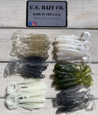 U.S. BAIT CO. Curly Tail Minnow 2.5" 6 Assorted Colors Lot Of 60 Wham Fisheze