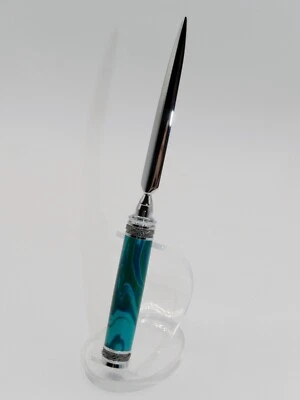 Handmade Deluxe Letter Opener w/ Banded Malachite TruStone. Great gift item! #53 - Image 1 of 4