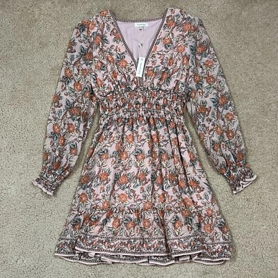 NWT Max Studio Geometric Floral Long Sleeve Mini Dress Size Small - Image 1 of 4