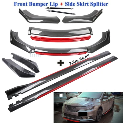 Carbon Fiber Front Bumper Lip Spoiler + Side Skirt Rear For Infiniti Q70 Q70L Foto 1 de 4