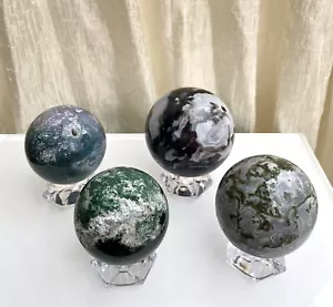 Lote al por mayor de 3-4 piezas de bola de cristal de esferas de ágata de musgo natural de 2,8-3 libras - Imagen 1 de 9