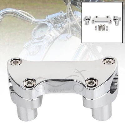 Chrome 2" Risers 1" Handlebar Clamp For Harley Heritage Softail FLSTC Dyna FXDB - Image 1 of 4