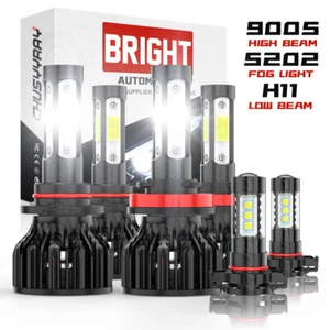 For GMC Sierra 1500 2500 07-13 LED Headlight Fog Light Bulbs Bright White - Picture 1 of 14