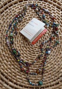 Afrikanischer Schmuck Glasperlen 3 Strang Halskette Kenia Fair Trade Samen Papier B - Bild 1 von 1