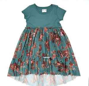 VGUC Mia Joy By Joyfolie Big Girls Floral Tulle High Low Dress In Green 10 - Picture 1 of 11
