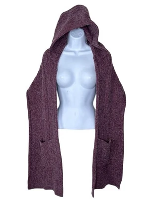 Pasajero Mujer Capucha Tejido Bufanda Bolsillos Invierno Cálido Acogedor Cable Tejido Exterior Foto 1 de 4