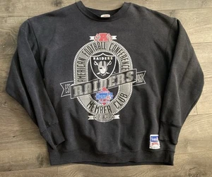 Vintage Los Angeles Raiders Black Crewneck Sweatshirt XL Sweater AFC Member Club - Picture 1 of 6