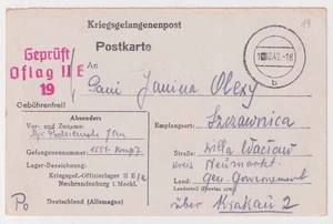 WK2 Polnischer Offizier Kriegsgefangener Postkarte Oflag IIE Neubrandenburg Deutschland Karte - Bild 1 von 3