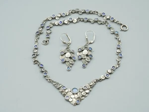 Unikat Set - Collier mit Ohrringe, Silber 835 mit Opalen - Vintage 70er Jahren - Bild 1 von 17