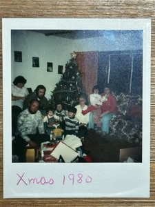 Xmas 1980 Polaroid -  Family Around The Tree  - Picture 1 of 1