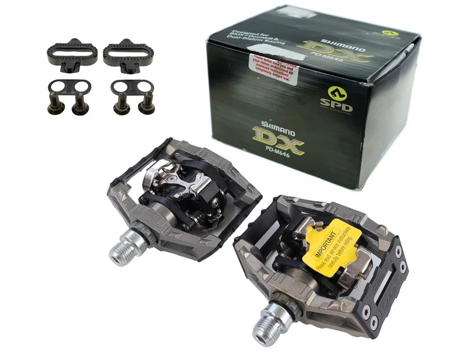 Vintage Shimano DX PD-M646 SPD Clipless Pedals w/Cleats Gravel BMX DH MTB Racing - Image 1 of 4