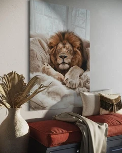 Löwe Leinwand Bild Farbig Wandbild Pop Art Lion King Tiere abstrakt Löwenkopf - Bild 1 von 4