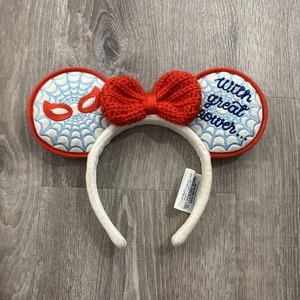 Disney Parks 2023 Spider-Man Great Power Knit Mickey Minnie Mouse Ear Headband - Picture 1 of 2