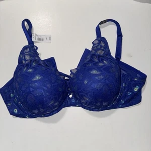 Torrid XO Plunge Push Up Bra - 42C - Blue Aphrodite Lace - Underwire, New - Picture 1 of 21