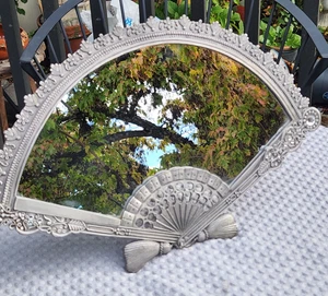 VTG Fan Shaped Mirror Silver Free Standing Art Nouveau Decor 15” - Picture 1 of 12