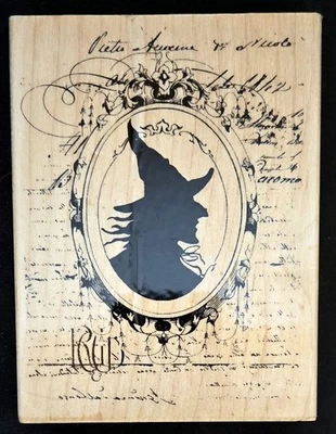 Stampendous Rubber Stamps Mirror Mirror Witch Head Silhouette Collage Halloween - Image 1 of 2