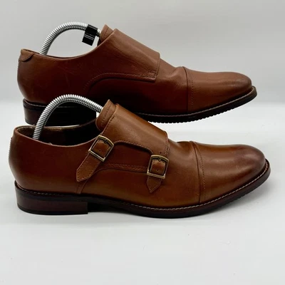 Zapatos de vestir Stafford para hombre de cuero marrón con doble correa de monje punta talla 10,5 Foto 1 de 4