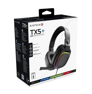 Gioteck TX5+ RGB Wired Headset Compatible with Switch, PS5, Xbox Series S  X, PC - Image 1 of 4