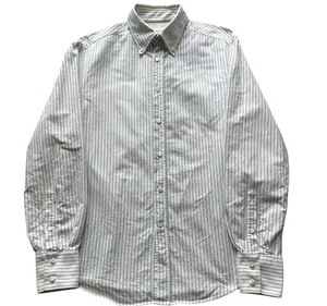 Herren Brunello Cucinelli Oxford Baumwolle gestreift Hemd Größe Medium Slim Fit - Bild 1 von 8