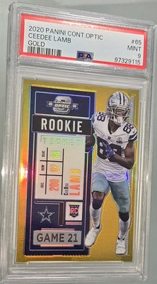 Cerdee Lamb RC 2020 CONTENDERS OPTIC Rookie Ticket ⭐GOLD PRIZM⭐ ~/10~ PSA 9 Mint - Image 1 of 4