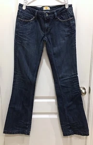 ANTIK DENIM Dark Wash Western Distress Stitch Blue Bootcut Jeans SIZE 26 X 31 - Picture 1 of 8