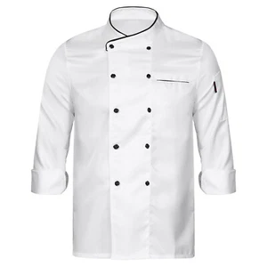 Unisex Mens Womens Chef Kitchen Uniform Workwear Jacket Hotel Coats With Hat Set - Picture 1 of 57
