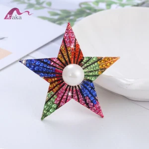 Multi-color rhinestone Shining Star - brooch/pin 2" diameter - Picture 1 of 1