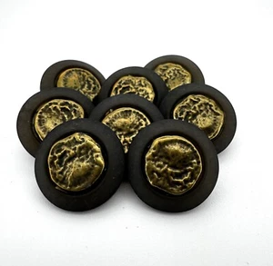 8 x 18mm Dark Brown with Gold Centre Italian Shank Button - Picture 1 of 3