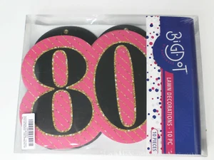 80th birthday - Outdoor Lawn Decoration Yard Signs w/Stakes 10 Pink Black Gold - Picture 1 of 15