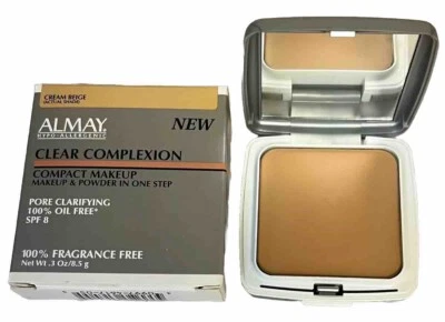 2 Almay Clear Complexion Compact Makeup & Powder Cream Beige 0.3 oz pl read - Image 1 of 2